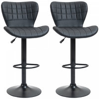 HOMCOM Bar Stools Set of 2 Adjustable Height Swivel Bar Chairs PU Leather