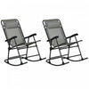 Outsunny 2pc Patio Foldable Rocking Chair Set Grey