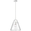 Dainolite Polly 1 Light Pendant Medium Matte White Finish Clear Glass Lamp|Luminaire suspendu moyen Polly de Dainolite en verre transparent, avec fini blanc mat et 1 ampoule