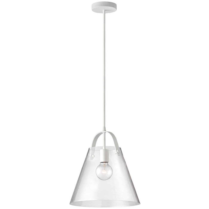 Dainolite Polly 1 Light Pendant Medium Matte White Finish Clear Glass Lamp