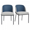 Olivia Set of 2 Modern Dining Chair with Slanted Legs and Adjustable Feet,Blue&Gray | Olivia Ensemble de 2 chaises de salle a manger modernes avec pieds inclines et pieds reglables, bleu et gris