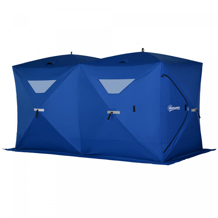 Outsunny 5-8 Person Pop-up Ice Fishing Shelter Tent, Blue