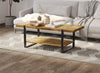 44” Coffee Table With Black Metal Base - Brown Reclaimed Wood | Table à café de 44 po avec base en métal noir - bois recyclé brun