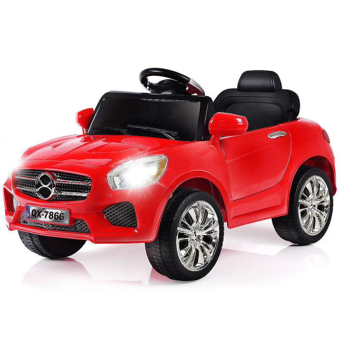 Costway 6v Kids Ride On Car Rc Remote Control Battery Powered W/ Led Lights Mp3 Red