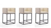 Embassy Mid-Century Modern Metal Upholstered Counter Stool in Cream - Set of 3 | Tabouret de comptoir Embassy style milieu du siecle en metal et tissu creme - Lot de 3