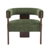 Olivia Velvet Upholstered Accent Armchair with Barrel Back Design and Rubber Wood Frame,Green Accent Chair | Olivia Fauteuil d’appoint rembourre en velours avec dossier cylindrique et structure en bois de caoutchouc, vert