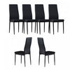 Ava Modern Diamond Grid Pattern Dining Chair Set (6-Pack) with Fireproof Leather and Metal Frame,Black  | Ensemble de chaises de salle a manger modernes Ava avec motif de grille en diamant (lot de 6), cuir ignifuge et cadre en metal, noir
