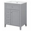Scott 24" Bathroom Vanity with Ceramic Sink and Rubberwood Legs, Grey | Scott Meuble-lavabo de 24" avec vasque en ceramique et pieds en bois caoutchouc, Gris