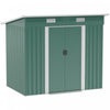Outsunny 7'x 4' Metal Patio Storage Shed Garden Lockable Shed Tool Utility Storage Unit, Green|Outsunny 82"x 52" Abri De Jardin Terrasse Cabanon Rangement En Metal Porte Verrouillable Vert