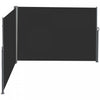 Outsunny Double Retractable Side Awning 236" X 63" Patio Screen Black|Outsunny Auvent Lateral Retractable Double Paravent De Terrasse, Noir