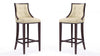 Fifth Avenue Traditional Wood Upholstered Barstool in Cream - Set of 2 | Tabouret de bar traditionnel en bois avec assise rembourree creme Fifth Avenue - Lot de 2