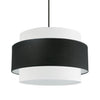 Dainolite Priya 4 Light Chandelier Small Matte Black Black/White Shade Lamp|Petit lustre Priya de Dainolite avec abat-jour noir et blanc, fini noir mat et 4 ampoules