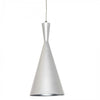 Dainolite Helsinki 1 Light Pendant Cone Matte White Finish Silver Pebbled Interior Lamp