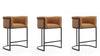 Cosmopolitan Mid-Century Modern Metal Upholstered Counter Stool in Camel - Set of 3 Bar Stool | Tabouret de comptoir moderne du milieu du siecle en metal et tissu, coloris camel - Lot de 3