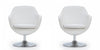 Caisson Modern Upholstered Swivel Lounge Chair in White - Set of 2 | Fauteuil lounge pivotant moderne Caisson en tissu blanc - Lot de 2