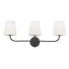 Dainolite Eleanor 3 Light Vanity Light Matte Black White Opal Glass Lamp|Lumière de coiffeuse Eleanor de Dainolite en verre blanc opale, avec fini noir mat et 3 ampoules