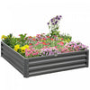 Outsunny 4' X 4' X 1' Raised Garden Bed Galvanized Steel Planter Box For Vegetables, Flowers, Herbs, Light Gray