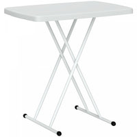 Outsunny Portable Patio Side Table, Adjustable Outdoor Side Table, White
