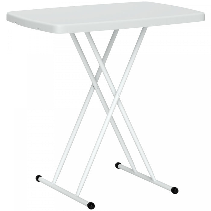 Outsunny Portable Patio Side Table, Adjustable Outdoor Side Table, White