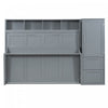 Dennis Engineered Wood Full Murphy Bed With Shelves And Drawers - Grey | Lit Mural Escamotable Dennis En Bois Composite, Taille Double, Avec Etageres Et Tiroirs - Gris
