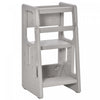 Qaba Toddler Kitchen Helper 2 Step Stool With Adjustable Height Platform And Safety Rail, Grey|Qaba Tabouret De Cuisine Pour Tout-petits Avec Trois Hauteurs Reglables, Gris