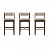 Patricia Modern Wood Upholstered Barstool in Linen - Set of 3 | Tabouret de bar moderne en bois Patricia avec revetement en lin - Lot de 3