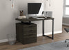 47” Computer Desk With 3 Drawers - Dark Grey Wood With Silver Metal Base | Bureau d’ordinateur de 47 po avec 3 tiroirs - bois gris foncé avec base en métal argenté