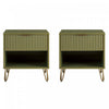 Dumbo Modern 20" Fluted Nightstand in Olive Green (1-Drawer) - Set of 2 | Table de nuit moderne Dumbo 20" cannelee en vert olive (1 tiroir) - Lot de 2
