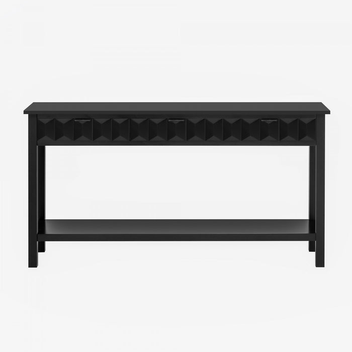 Oliver 60'' Fir Veneer Entryway Table with Honeycomb Design and Drawers, Black Sofa Table