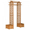 Outsunny 7.7ft Garden Arch With Planter Boxes Wooden Trellis Arbor, Brown|Outsunny Arche De Jardin Bacs A Plantes Arche De Treillis En Bois Brun