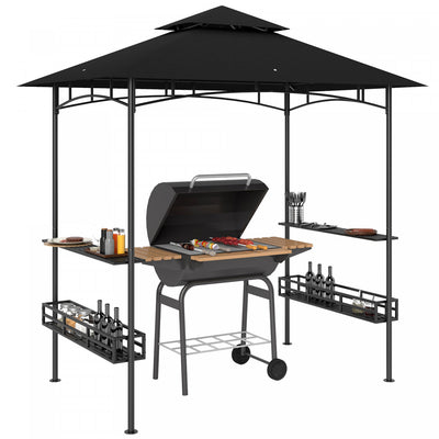 Outsunny 8' X 5' Grill Gazebo, 2-tier Outdoor Bbq Gazebo, Dark Grey