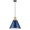 Dainolite Sonus 1 Light Pendant Cobalt Blue Aged Brass Accent Lamp|Luminaire suspendu Sonus de Dainolite avec fini bleu cobalt, touches laiton vieilli et 1 ampoule