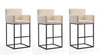 Ambassador Mid-Century Modern Metal Upholstered Barstool in Cream - Set of 3 Bar Stool | Tabouret de bar rembourre en metal style mid-century modern Ambassador, creme - Lot de 3