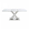 47.24\"-62.99\" Lennon Modern Extendable Rectangular Dining Table with Marble Printed Top - White