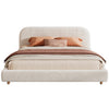 Laurel Ottoman Hydraulic Lift Storage Platform Bed with Boucle Upholstered and Hidden Under-White  | Lit plateforme Laurel avec coffre de rangement a levage hydraulique, tapisserie bouclee et espace de rangement cache sous le lit, taille King, blanc