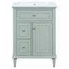 Vivo 24 Inch Single Sink Bathroom Vanity with Flip Drawer and Solid Wood Legs, Green | Vivo Meuble-Lavabo Simple 24 po avec Tiroir Bascule et Pieds en Bois Massif, Vert