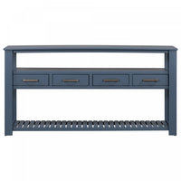 Ava 62.2'' Large Entryway Table with Drawers and Open Shelves,Navy Blue Sofa Table  