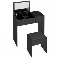 HOMCOM Vanity Set with Mirror and Cushioned Stool for Bedroom