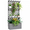 Outsunny Raised Garden Bed with Trellis and Plant Shelf, Grey