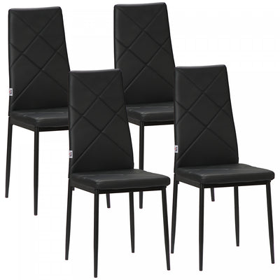 HOMCOM 4-Pieces Dining Chairs, Accent Chair w/ Upholstery Seat Steel Legs