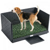 PawHut Dog Grass Pad with High Walls and Tray, Dog Litter Box for Puppy Training, Pee Pad Holder with Artificial Grass and Drainage for Indoor Outdoor Use, 30" x 20" x 14"