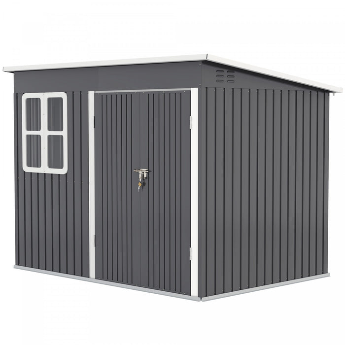 Outsunny 8.5' X 6' Metal Outdoor Storage Shed With Window, Lockable Doors