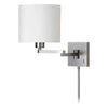 Dainolite Dainolite Swing Arm Wall Sconce Satin Chrome White Drum Shade Lamp|Applique murale Dainolite de Dainolite avec abat-jour cylindrique blanc, bras articulé et fini chromé satiné