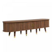 Rustic 69 Inch TV Cabinet with Sliding Door and Walnut Finish, Wood