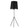 Dainolite Tripod 3 Leg Floor Lamp Matte Black Black/Silver Tapered Drum Shade|Lampe à pied Tripod de Dainolite avec abat-jour cylindrique effilé noir et argenté, 3 pattes et fini noir mat