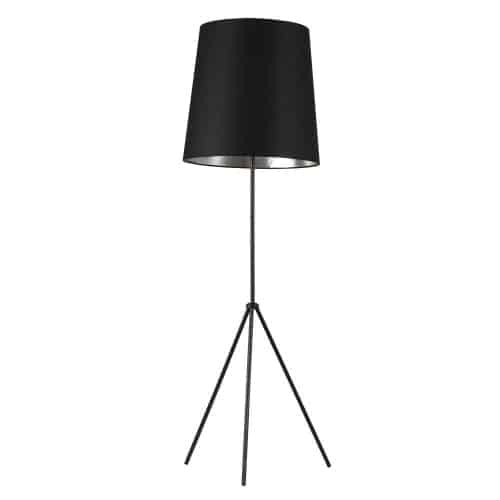 Dainolite Tripod 3 Leg Floor Lamp Matte Black Black/Silver Tapered Drum Shade