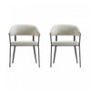 Belle Modern Metal Upholstered Dining Chair in Oatmeal - Set of 2 | Chaise de salle a manger moderne en metal et tissu Belle, couleur flocon d’avoine - Lot de 2