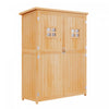 Outsunny 4'x1.5' Wooden Garden Storage Shed W/ Windows, Nature Wood|Outsunny 4'x1.5' Armoire A Outils En Bois Pour Abri De Jardin Fenetres
