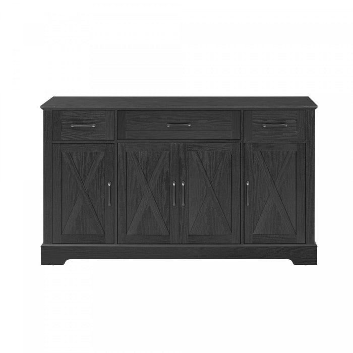 Ryan 55\" Adjustable Storage Buffet Cabinet With Door Shelves And Coffee Bar Station - Black