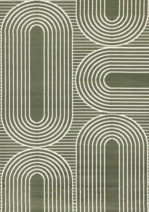 Forte Green White Modern Geometric Arches Area Rug - 5'3\" x 7'5\"